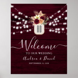 Poster Pôster de Boas-Vindas de Casamento com Luzes de Co