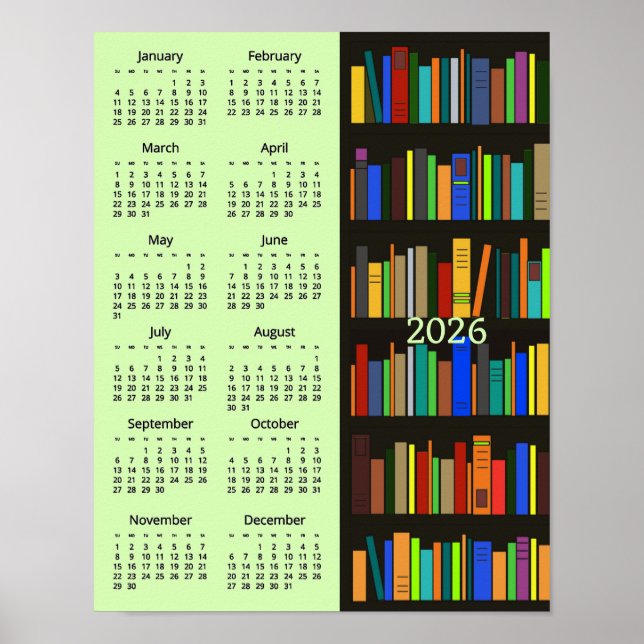 Poster Pôster de Calendário 2026 Design de Prateleiras de (Frente)
