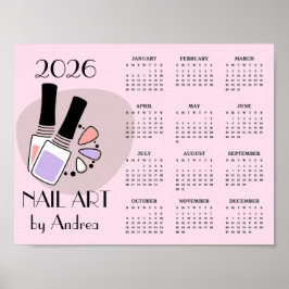 Poster Pôster de Calendário de Design de Manicure de Arte