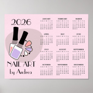 Poster Pôster de Calendário de Design de Manicure de Arte