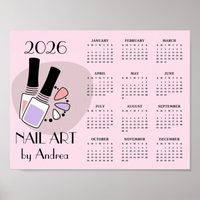 Poster Pôster de Calendário de Design de Manicure de Arte (Frente)