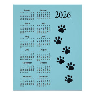 Póster Pôster de Calendário de Design de Pegadas 2026