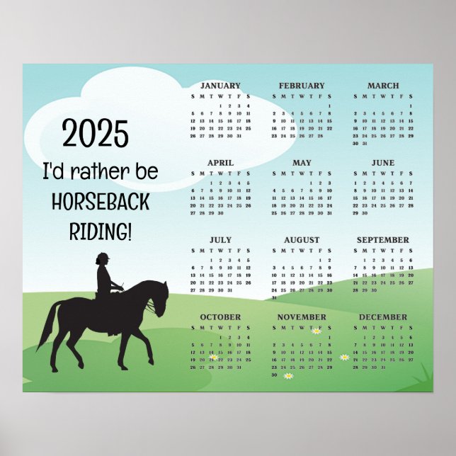 Poster Pôster de Calendário de Passeio a Cavalo 2025 (Frente)