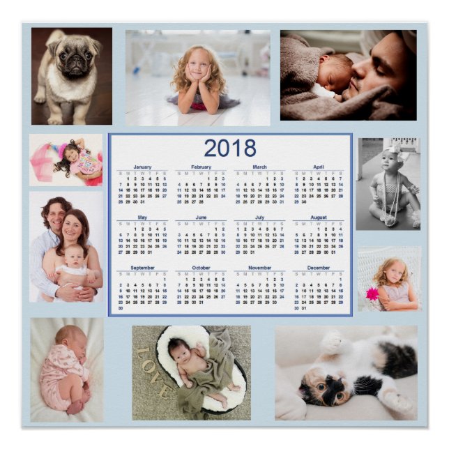 Póster Poster de Calendário Personalizado de Fotos da Fam (Frente)