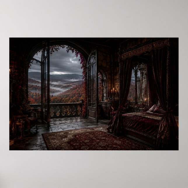 Poster Pôster de Cama com Dossel Gótico de Outono (Frente)