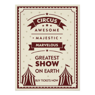 Póster Poster de Circo Vintage - tendas e estrelas majest