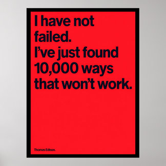Poster Pôster de Citação de Thomas Edison “Não Falhei”