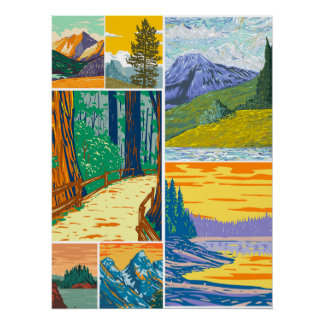 Póster Poster de Colagem de Florestas Inspirada na Nature