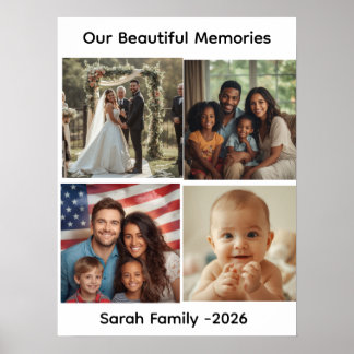 Poster Pôster de Colagem de Fotos Personalizadas da Famíl