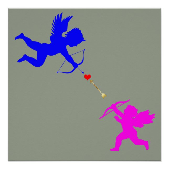 Póster Poster de Coração Vermelho com Ângulos de Menino (Frente)