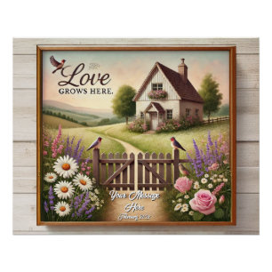Póster Poster de Cottagecore "Amor Cresce Aqui"