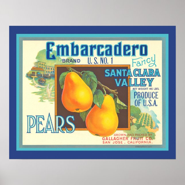 Poster Pôster de Cozinha Arte de Caixa de Frutas Antigas  (Frente)