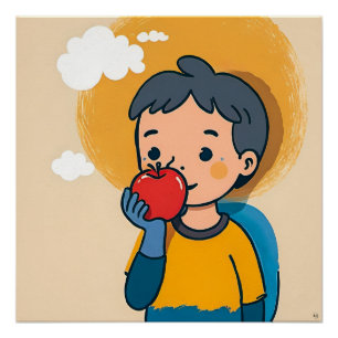 Póster Poster De Criança E Apple