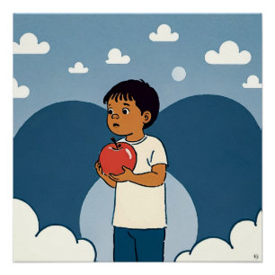 Póster Poster De Criança E Apple