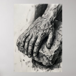Poster Pôster de Desenho a Carvão com Mãos Envelhecidas |