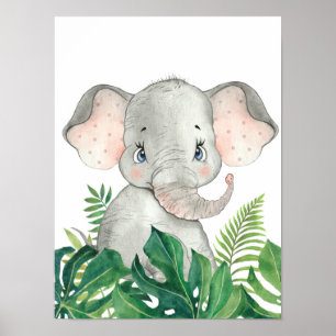 Poster Pôster de Elefante Bebê na Selva Safari