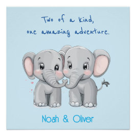 Póster Poster de elefantes bonitos para creches gêmeos co