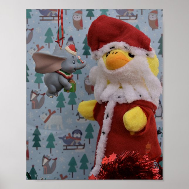 Poster Pôster de enfeite de árvore do Papai Noel Pato Dan (Frente)