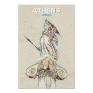 Póster Pôster de Esboço da Estátua de Atena da Grécia Ant