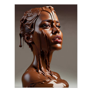Póster Poster de escultura humana de chocolate derretido.