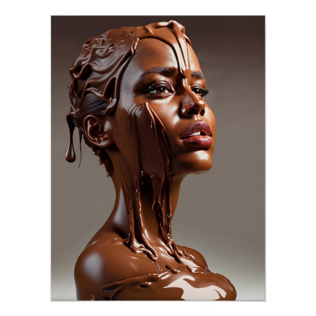 Póster Poster de escultura humana de chocolate derretido. (Frente)