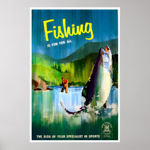 Poster Pôster de Esportes Vintage de Arte de Pesca Cavern