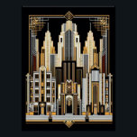 Póster Poster de Estilo de Cidade de Art Deco.<br><div class="desc">Esta imagem é produzida pela Ai. Eu adoro os resultados porque isso realmente faz um poster excelente. Uma paisagem urbana no estilo de deco de arte em cores pretas e douradas. Esta poster pareceria excelente enquadrada e pendurada numa parede em sua casa. Para todos os amantes do Art Deco.</div>