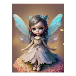 Póster Poster de fada azul-branca