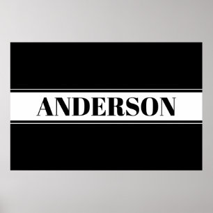 Poster Pôster de Faixa com Nome Personalizado Preto e Bra