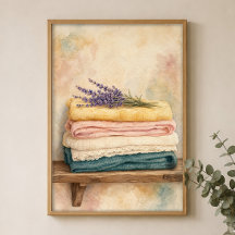 Pôster de Fazenda em Aquarela de Pilha de Lençóis