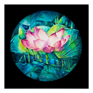 Póster POSTER de Flor de Lotus Pintado EVE