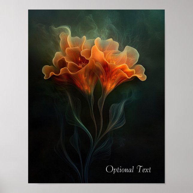 Poster Pôster de Flor Laranja Etérea Personalizável (Frente)