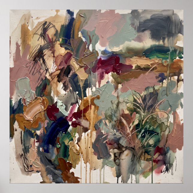 Poster Pôster de Florais de Jardim Abstrato (Frente)