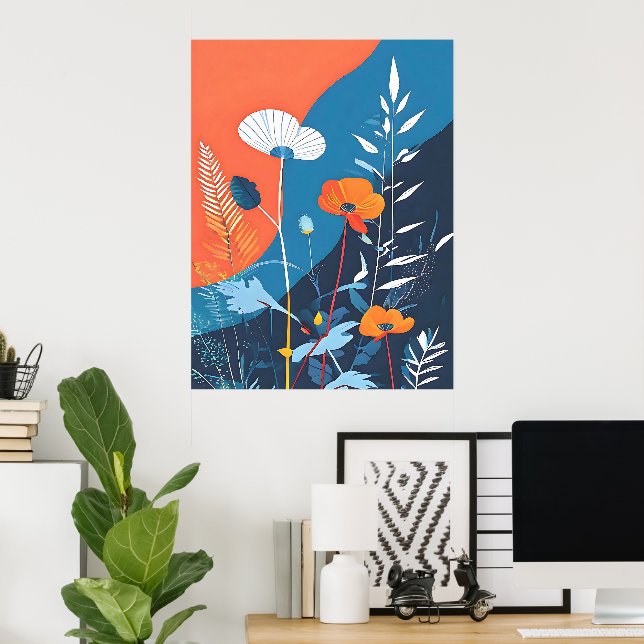 Poster Pôster de Flores Vibrantes Abstratas (Escritório em casa)