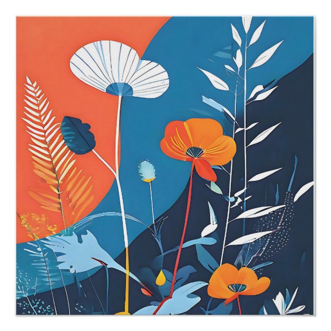 Póster Pôster de Flores Vibrantes Abstratas (Frente)