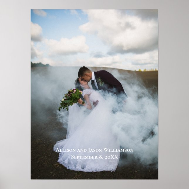 Poster Pôster de Foto de Casamento com Nomes e Data Perso (Frente)