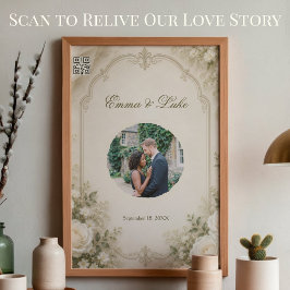 Poster Pôster de Foto de Casamento Personalizado com QR P