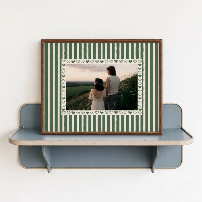 Poster Pôster de Foto Personalizado - Presente de Coração (Dark Green Heart Photo Poster - close-up view (frame/decor not included)
)