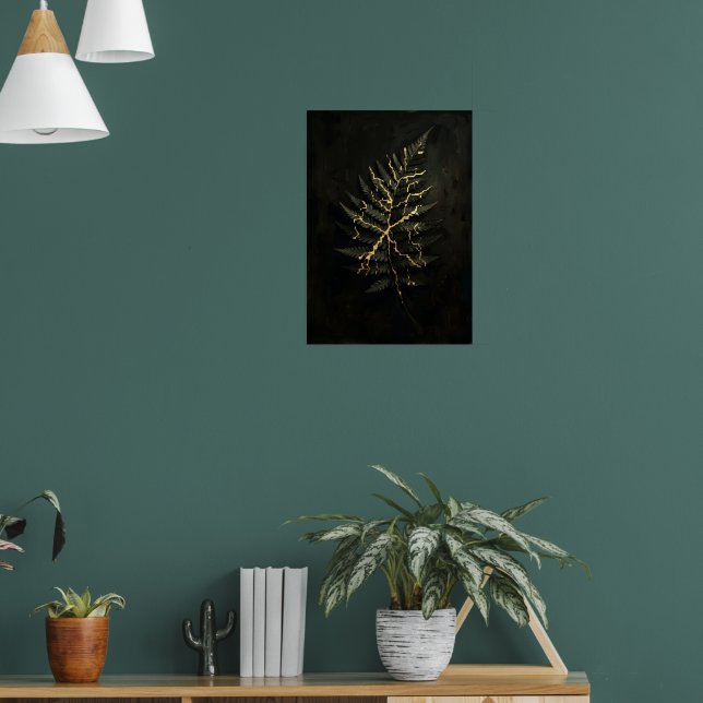 Poster Pôster de Galho Botânico em Ouro Escuro (Sala de Estar 1)