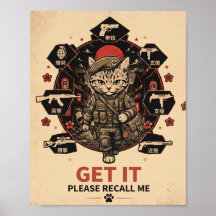 Pôster de Gamer Soldado Tático Gato Por Favor Me R