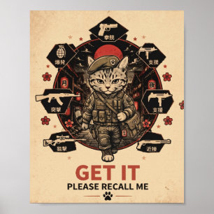 Poster Pôster de Gamer Soldado Tático Gato Por Favor Me R