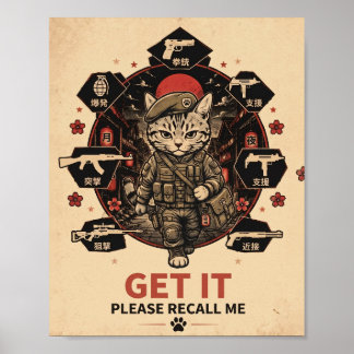 Poster Pôster de Gamer Soldado Tático Gato Por Favor Me R