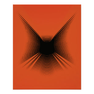 Póster Poster de Gato abstrato preto no fundo vermelho