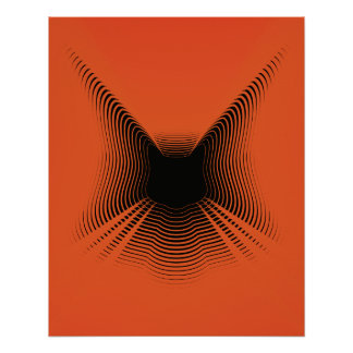 Póster Poster de Gato abstrato preto no fundo vermelho