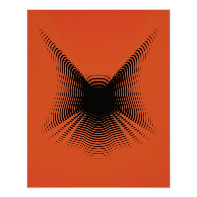 Póster Poster de Gato abstrato preto no fundo vermelho (Frente)