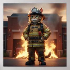 Poster Pôster de Gato Bombeiro – Arte de Parede de Gato H