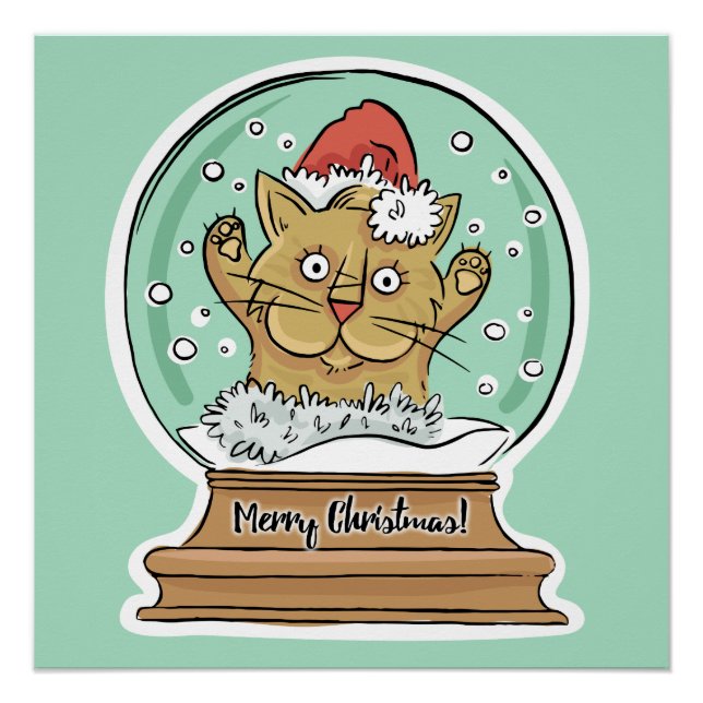 Póster Poster de Gato de Natal Bonito e Engraçado (Frente)
