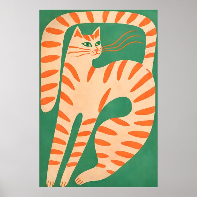 Poster Pôster de Gato Laranja Abstrato, Parede de Felino  (Frente)