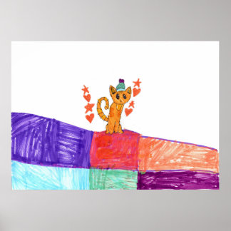 Poster Pôster de Gato na Pista de Dança (Semi-Brilho)