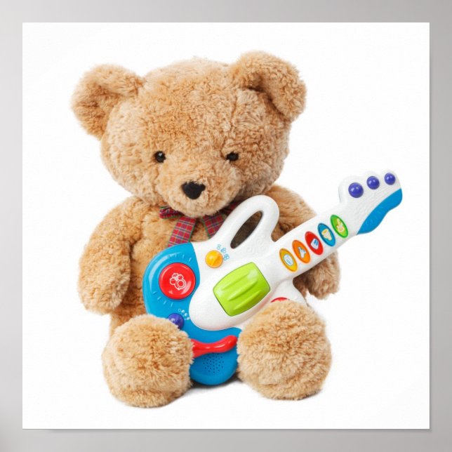 Poster Pôster de Guitarra de Urso Teddy Fofo (Frente)